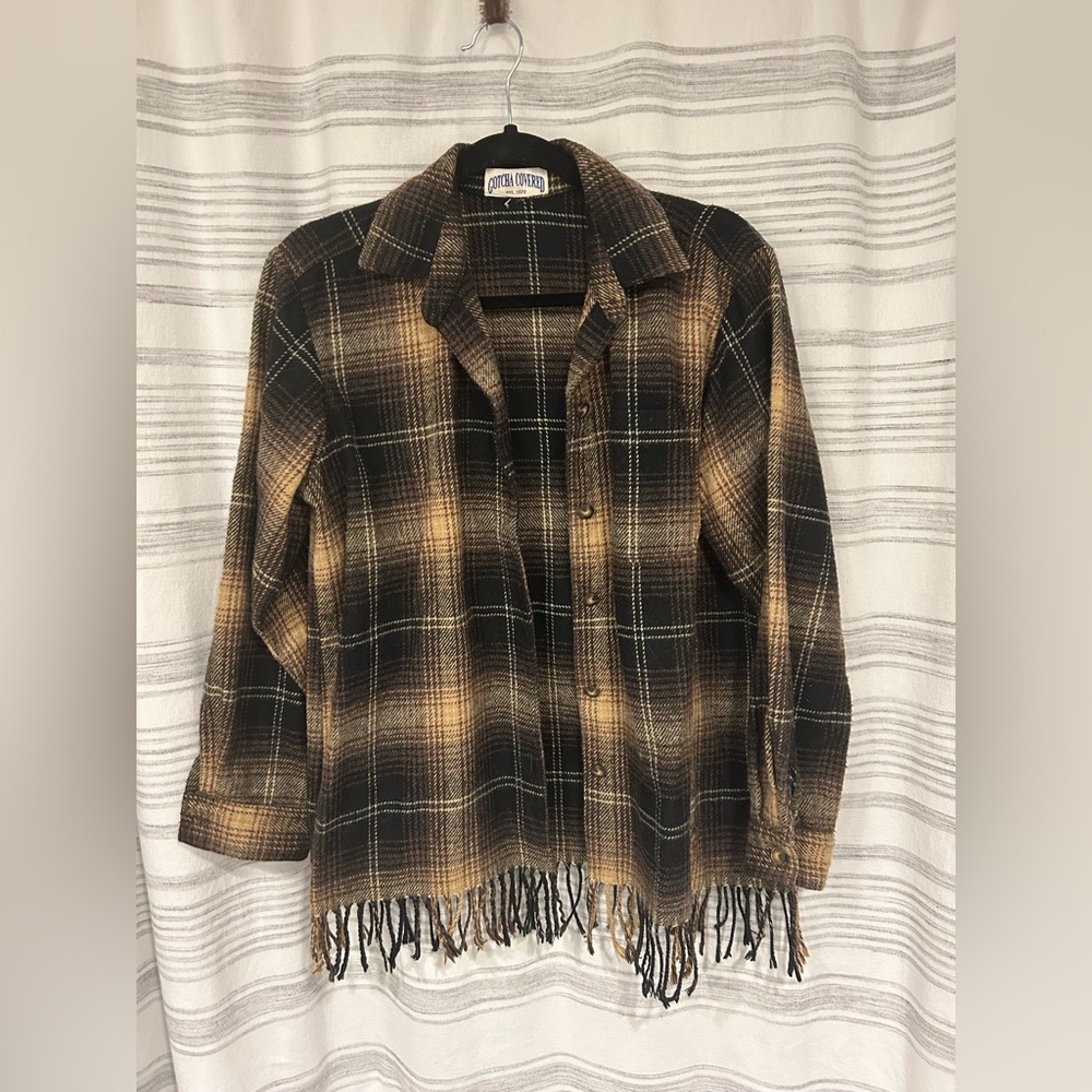 Gotcha Covered Women's Black and Brown Fringe Shirt-jack